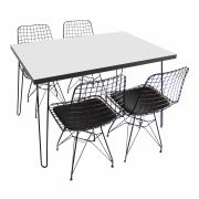 222 Concept Sandal Yemek Masası Takımı Beyaz Renk 110x70 Cm Ve 4 Sandalye CPT7065-110