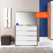 Adore Prestige Yatak Odası 4 Çekmeceli Şifonyer Noce-Lake Beyaz PSF-64-NB-1