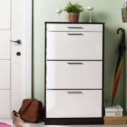 Adore Flat 3 Kapaklı Tek Çekmeceli Ayakkabı Dolabı SHC-431 Wenge - Beyaz