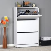 Adore Flat Duo 3 Katlı Geniş Ayakkabılık Dolabı - Beyaz