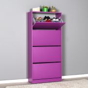 Adore Flat Duo 4 Katlı Geniş Ayakkabılık Dolabı - Mor