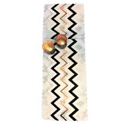 Alla Turca Runner Zigzag Altın Siyah-Beyaz 40x140 cm