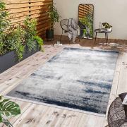 Almoss Vista 5505B Gri Mavi Saçaklı Modern Halı 165x230 cm