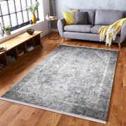 Almoss Vista 5510G Bej Gri Saçaklı Modern Halı 165x230 cm