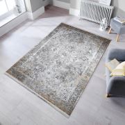 Almoss Vista 5510Y Gri Gold Saçaklı Modern Halı 165x230 cm