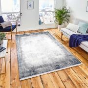 Almoss Vista 5513B Gri Mavi Saçaklı Modern Halı 165x230 cm