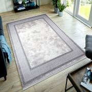 Almoss Vista 5529G Bej Gri Saçaklı Modern Halı 165x230 cm