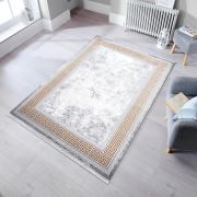 Almoss Vista 5529Y Gri Gold Saçaklı Modern Halı 165x230 cm