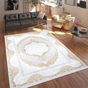 Almoss Vista 5535Y Gri Gold Saçaklı Modern Halı 165x230 cm