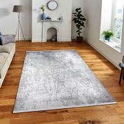 Almoss Vista 5539B Gri Mavi Saçaklı Modern Halı 165x230 cm