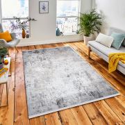 Almoss Vista 5539G Bej Gri Saçaklı Modern Halı 165x230 cm