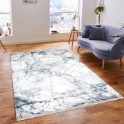 Almoss Vista 5547B Gri Mavi Saçaklı Modern Halı 165x230 cm