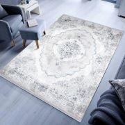 Almoss Vista 5548B Gri Mavi Saçaklı Modern Halı 165x230 cm