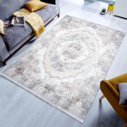 Almoss Vista 5548G Bej Gri Saçaklı Modern Halı 165x230 cm