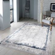 Almoss Vista 5549B Gri Mavi Saçaklı Modern Halı 165x230 cm