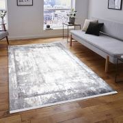 Almoss Vista 5549G Bej Gri Saçaklı Modern Halı 165x230 cm