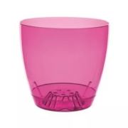 Şeffaf Tabaklı Orkide Saksı No2 - 047- Pembe Fuşya