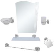 6 Parça Lüx Krom Banyo Ayna Seti - Bayrak Ayna