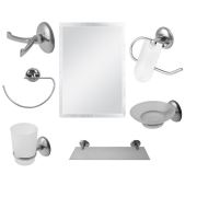7 Parça Ekonomik Krom Banyo Ayna Seti - Kare Ayna