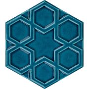 Armada Çini 15*17 cm AL-71 Turkuaz Kabartmalı Selçuklu Yıldızı Altıgen Çini Karo 1M2