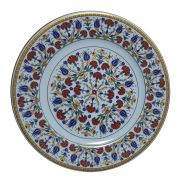 Armada Çini PRT 34 25-cm-Sarı-Altın-yaldızlı-Lale-karanfil-desenli-porselen-çini-tabak