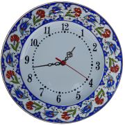 Armada Çini PRT 63 25 cm Lacivertı Altın yaldızlı Lale karanfil desenli porselen çini saat
