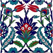 Armada Çini 20x20 Cm AC 19 Kütahya Cami Çinisi Osmanlı Çiçek Desenli Seramik Çini Karo