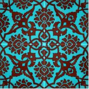 Armada Çini 20x20 cm SP 83 Turkuaz Kahve Kütahya Cami Çinisi Osmanlı Desenli Seramik Çini Karo
