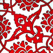 Armada Çini 20x20 Cm SP 83 Kırmızı Beyaz Kütahya İznik Rumi Osmanlı Desenli Seramik Çini Karo