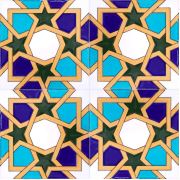 Armada Çini 20x20 cm SP 86 Tunus Kütahya Cami Çinisi Geometrik Desenli Seramik Çini Karo