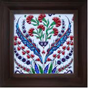 Armada Çini 20x20 cm ED 113 Hançer Yapraklı Karanfil Desenli Kütahya Çini Pano