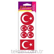 Sticker Türk Bayrağı Araba Epoxy 6*6CM-TR-006