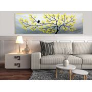 Art Red Gallery Panorama 1/3 Sarı Ağaçtaki Muhabbet Tablo (Özel Seri) 30x90 cm