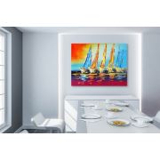 Art Red Gallery Renkli Yelkenliler Tablo (Özel Seri) 150x300 cm