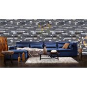 Art Wall Gri Ve Beyaz Asimetrik Dikdörtgen Doğal Taş Duvar Kağıdı 290x250 cm