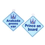 Babyjem Araba Cam Yazısı Arabada Prens Var Mavi
