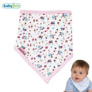 Babyjem Fular Üçgen Önlük Pembe Biye Çiçekli
