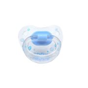 BabyTime Silikon Damaklı Şeffaf Gövdeli Desenli Emzik 6-18 Ay - Mavi
