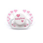 BabyTime Silikon Kiraz Uçlu Mat Gövdeli Desenli Emzik 18+ Ay - Pembe