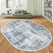 Bahariye Astor DA 3800 Mavi Oval Saçaklı Modern Halı 114x190 cm
