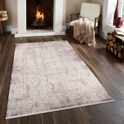 Bahariye Cunda DK 9722 Gri / Lila Saçaklı Modern Halı 155x230 cm
