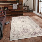 Bahariye Cunda DK 6054 Gri / Lila Saçaklı Modern Halı 155x230 cm