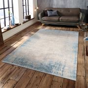 Bahariye Cunda DK 9460 Gri / Mavi Saçaklı Modern Halı 155x230 cm