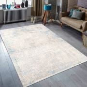 Bahariye Cunda DK 9694 Gri / Mavi Saçaklı Modern Halı 155x230 cm