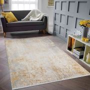 Bahariye Deniz QK 8960 Gri / Gold Saçaklı Modern Halı 155x230 cm