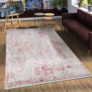 Bahariye Deniz QK 8961 Gri / Pembe Saçaklı Modern Halı 155x230 cm