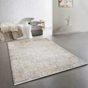 Bahariye Deniz QK 8964 Gri / Gold Saçaklı Modern Halı 155x230 cm