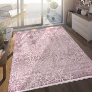 Bahariye Nehir DG 9694 Lila Saçaklı Modern Halı 195x290 cm