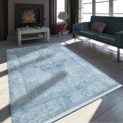 Bahariye Nehir DG 9452 Mavi Saçaklı Modern Halı 195x290 cm