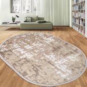 Bahariye Astor DA 3800 Gold Oval Saçaklı Modern Halı 153x230 cm